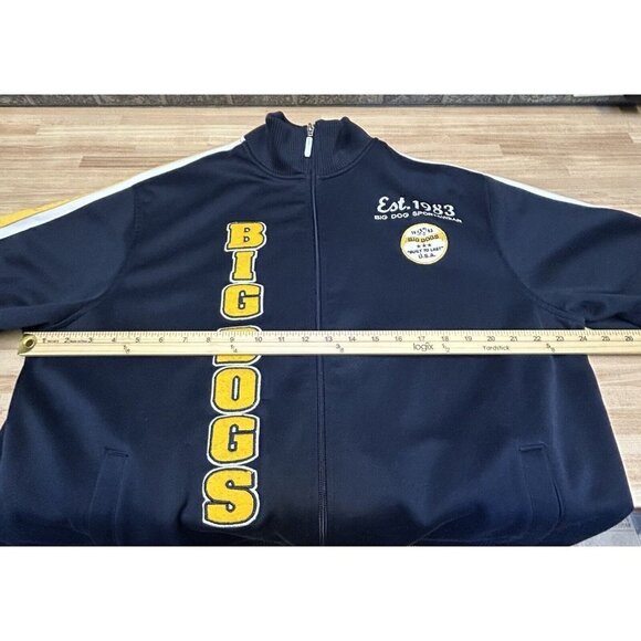 Big Dogs Jacket Mens Large Blue Yellow Varsity Bomber Patches Spellout Coat - Picture 8 of 14